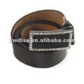 Simply Plain Leather Belt With Rhinestones Buckle